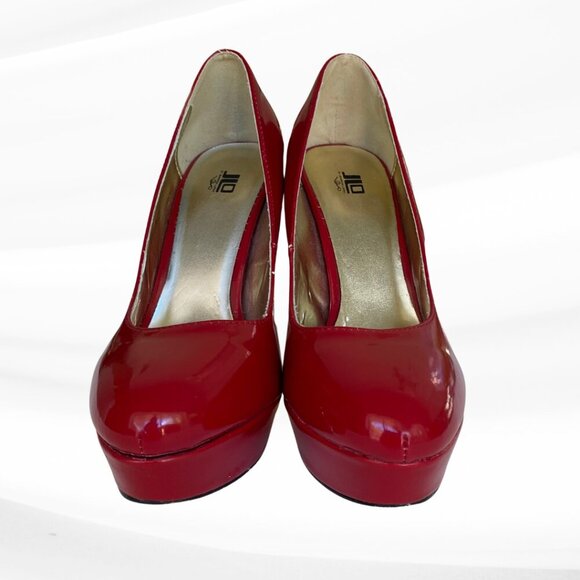 Jennifer Lopez Shoes - Jennifer Lopez Red Platform, Patent Leather Stiletto Pumps, Size 8 Med